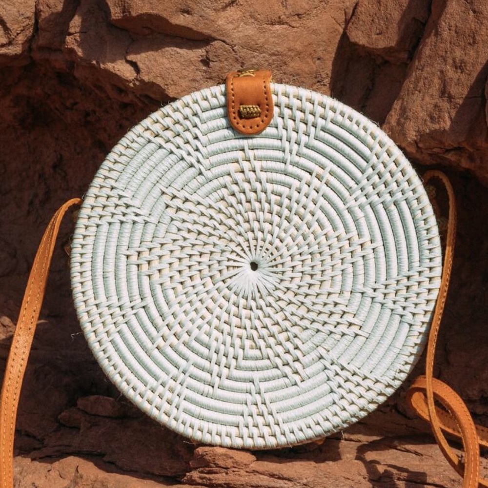 Was $68 Boho Chic Round Rattan Crossbody - Picture 4 of 8